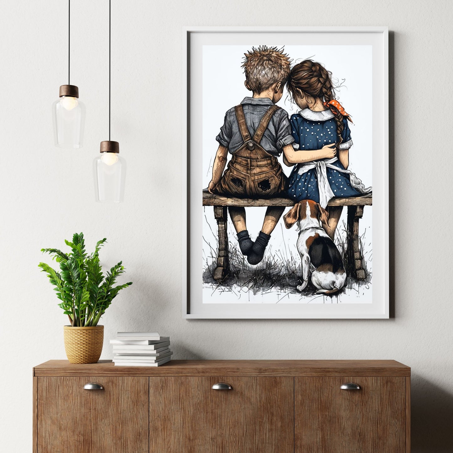 Two children on a bench
