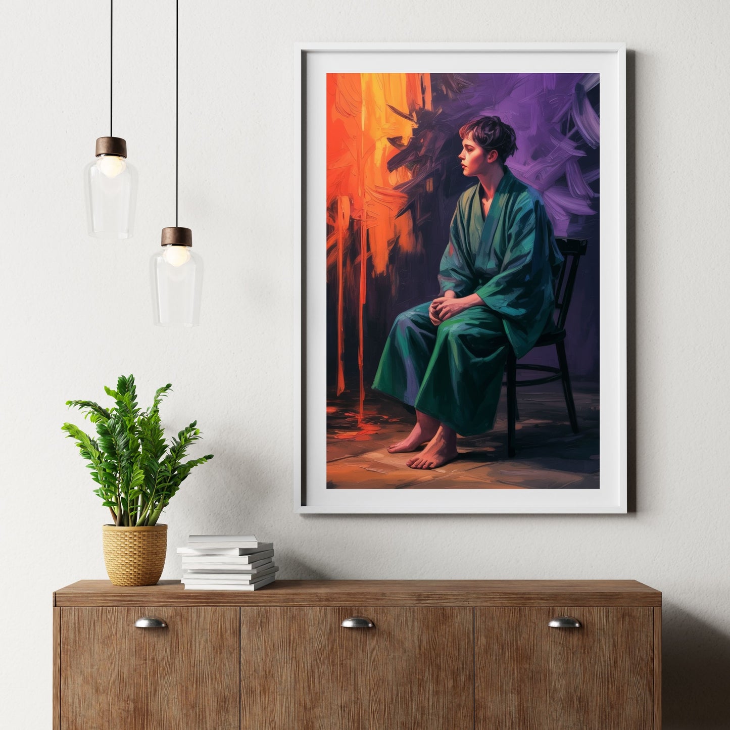 A person sitting on chair painting