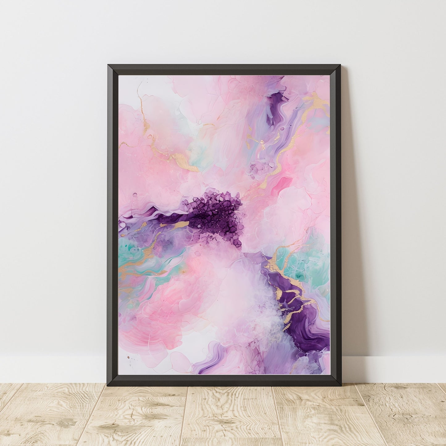 Vibrant Abstract Painting – Pastel Colors & Gold Accents Wall Art