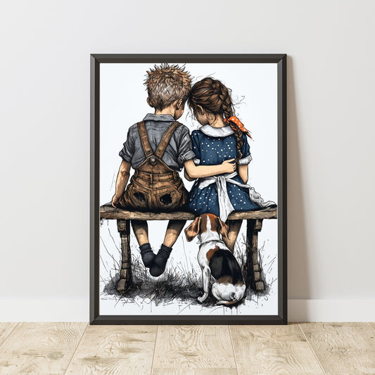 Two children on a bench