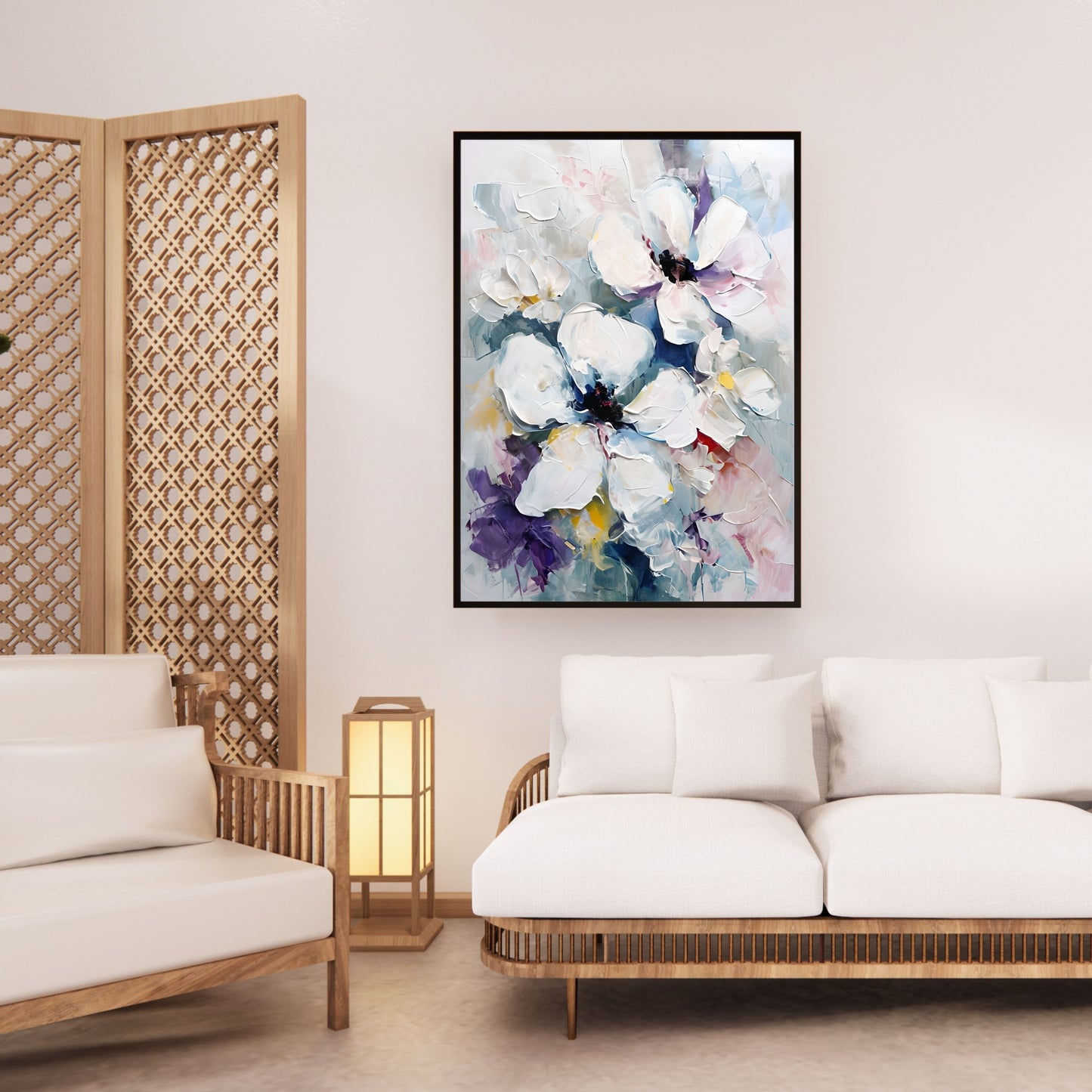 Vibrant Abstract Floral Painting – Expressive Petal Wall Art