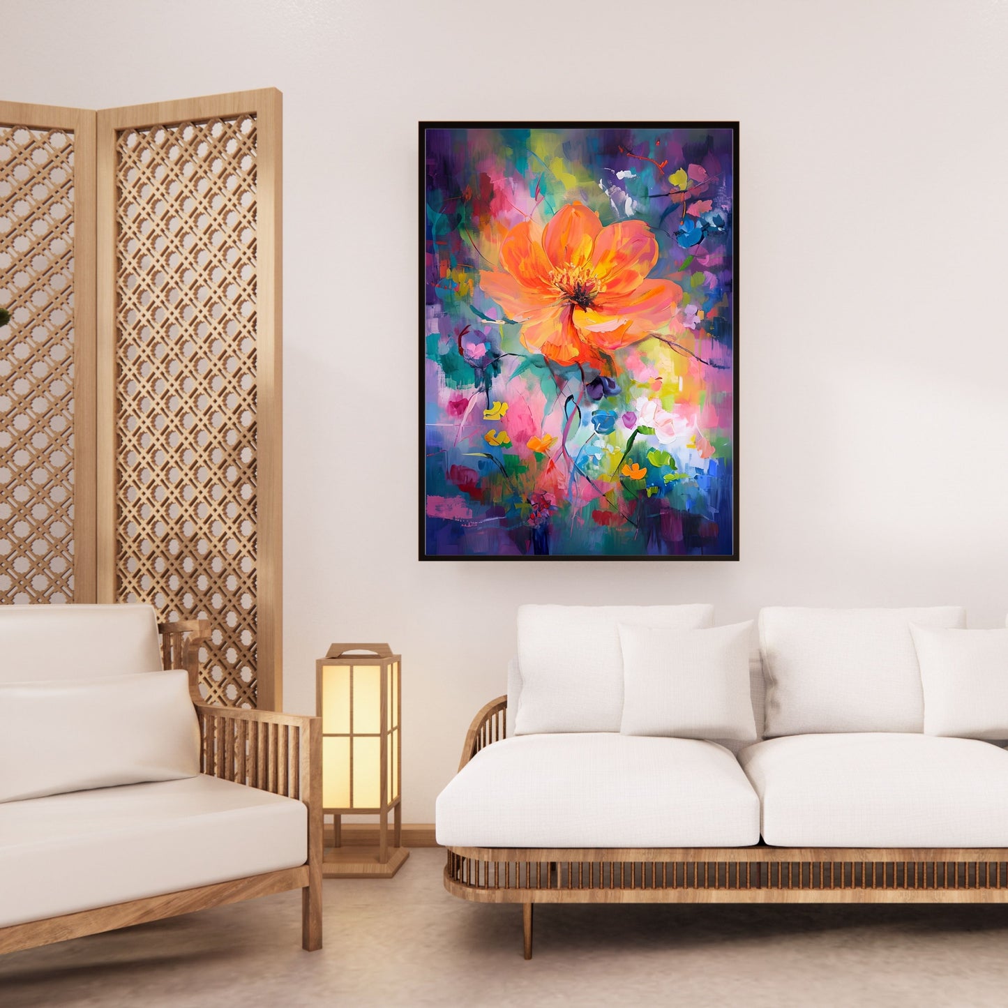 Vibrant Abstract Painting – Pastel Colors & Gold Accents Wall Art
