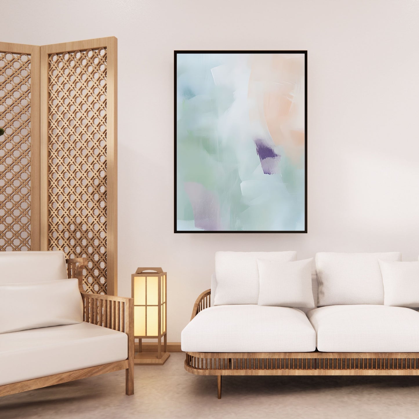 Serene Abstract Pastel Painting – Gentle Brushstroke Wall Art