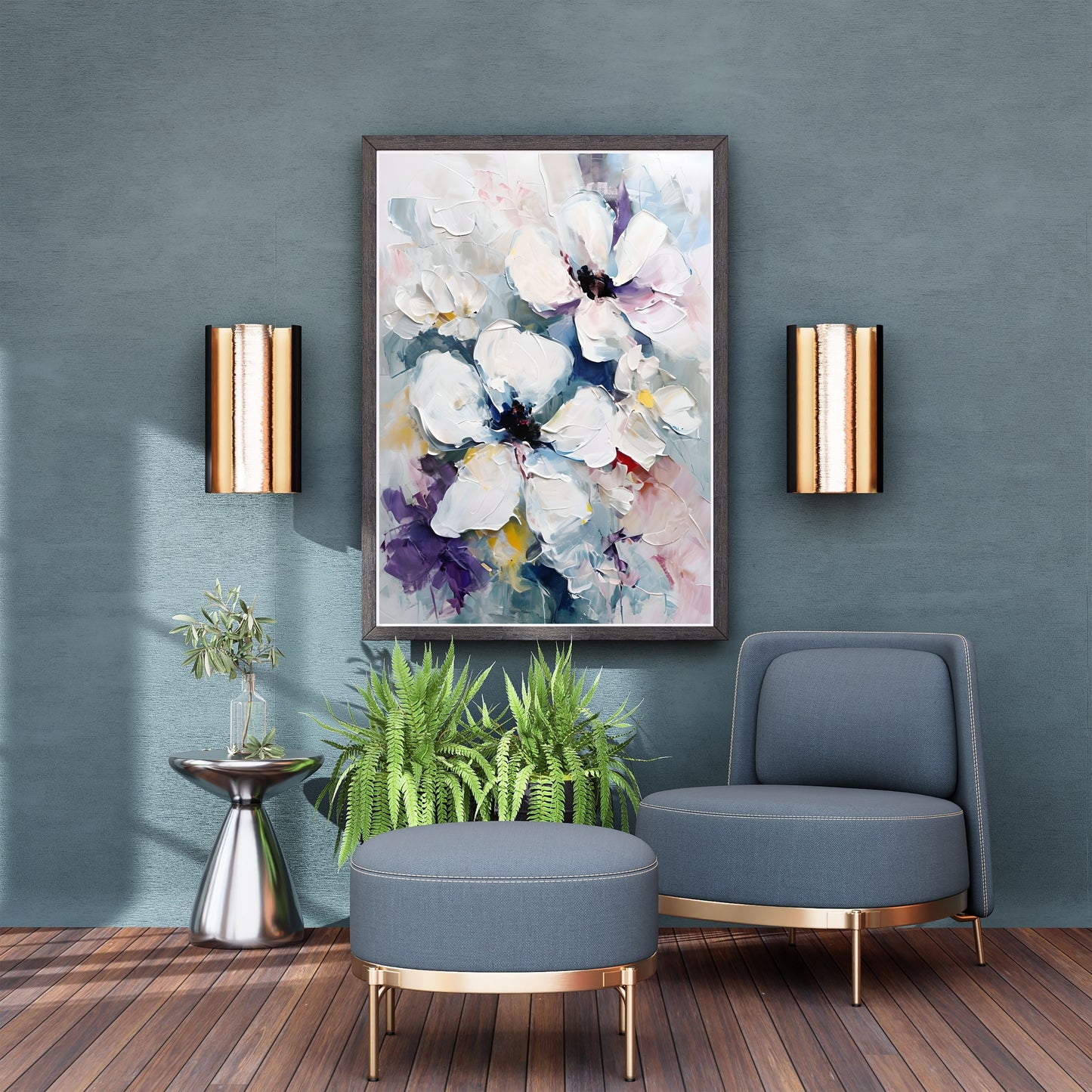Vibrant Abstract Floral Painting – Expressive Petal Wall Art