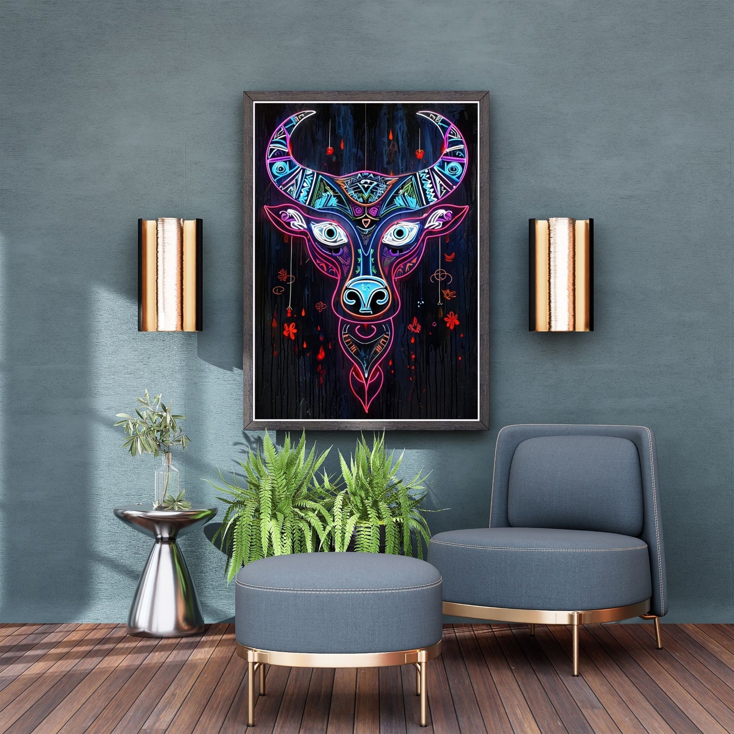 Neon Abstract Bull