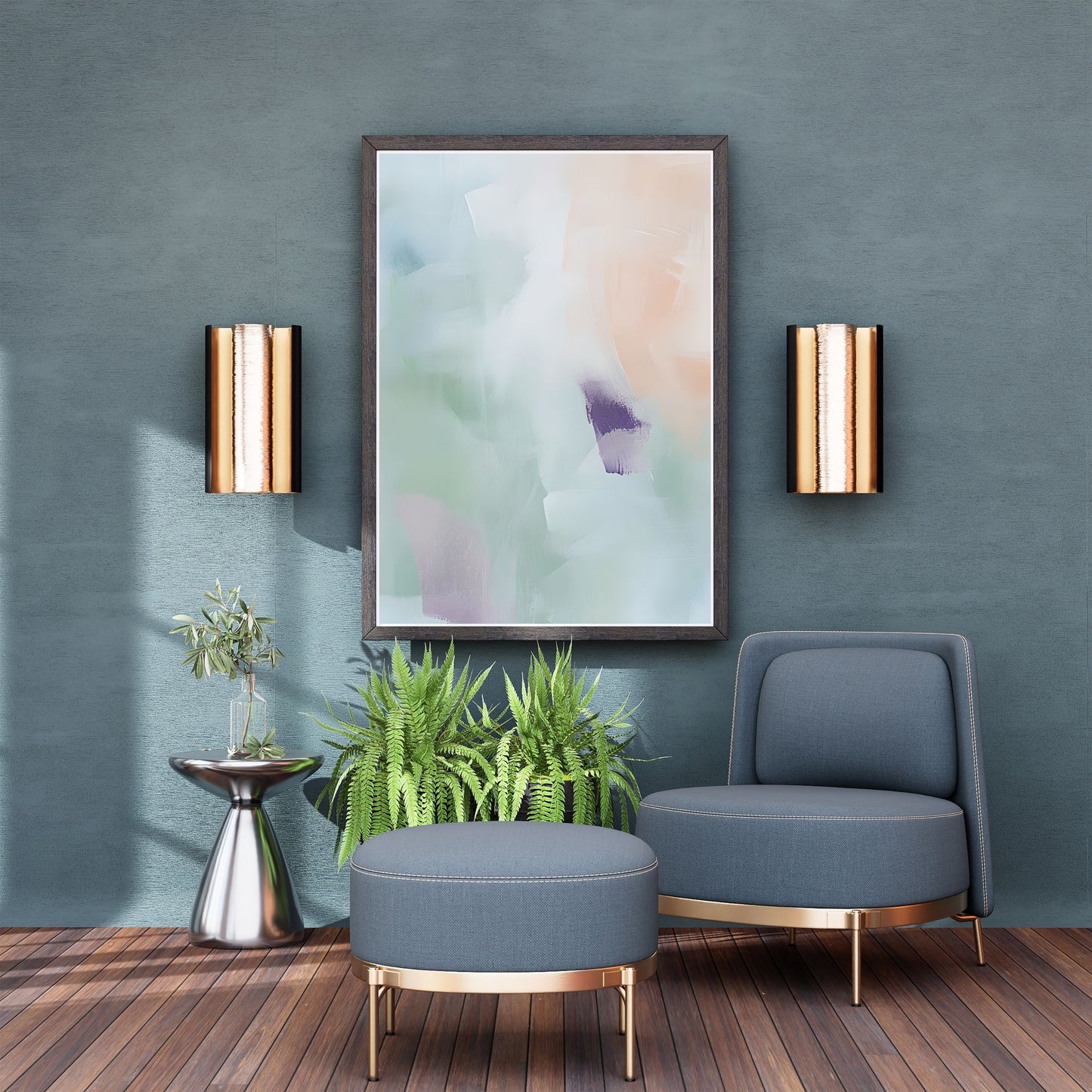 Serene Abstract Pastel Painting – Gentle Brushstroke Wall Art