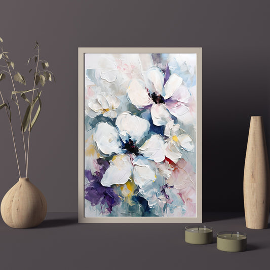 Vibrant Abstract Floral Painting – Expressive Petal Wall Art