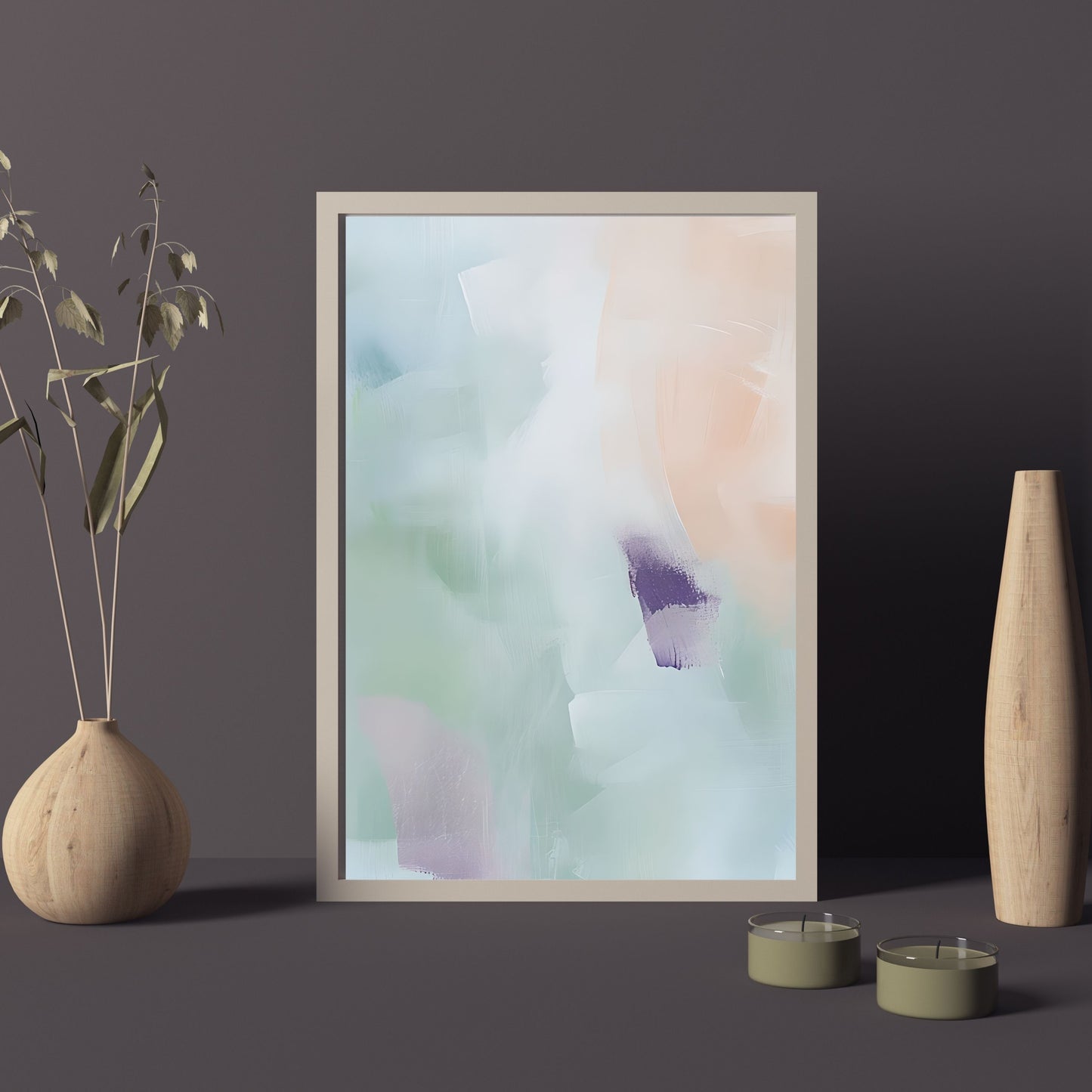 Serene Abstract Pastel Painting – Gentle Brushstroke Wall Art