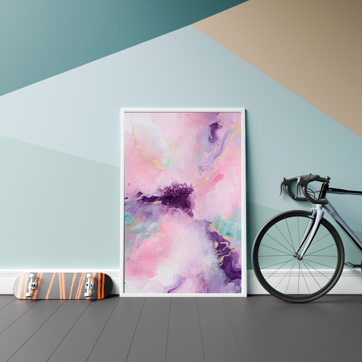 Vibrant Abstract Painting – Pastel Colors & Gold Accents Wall Art