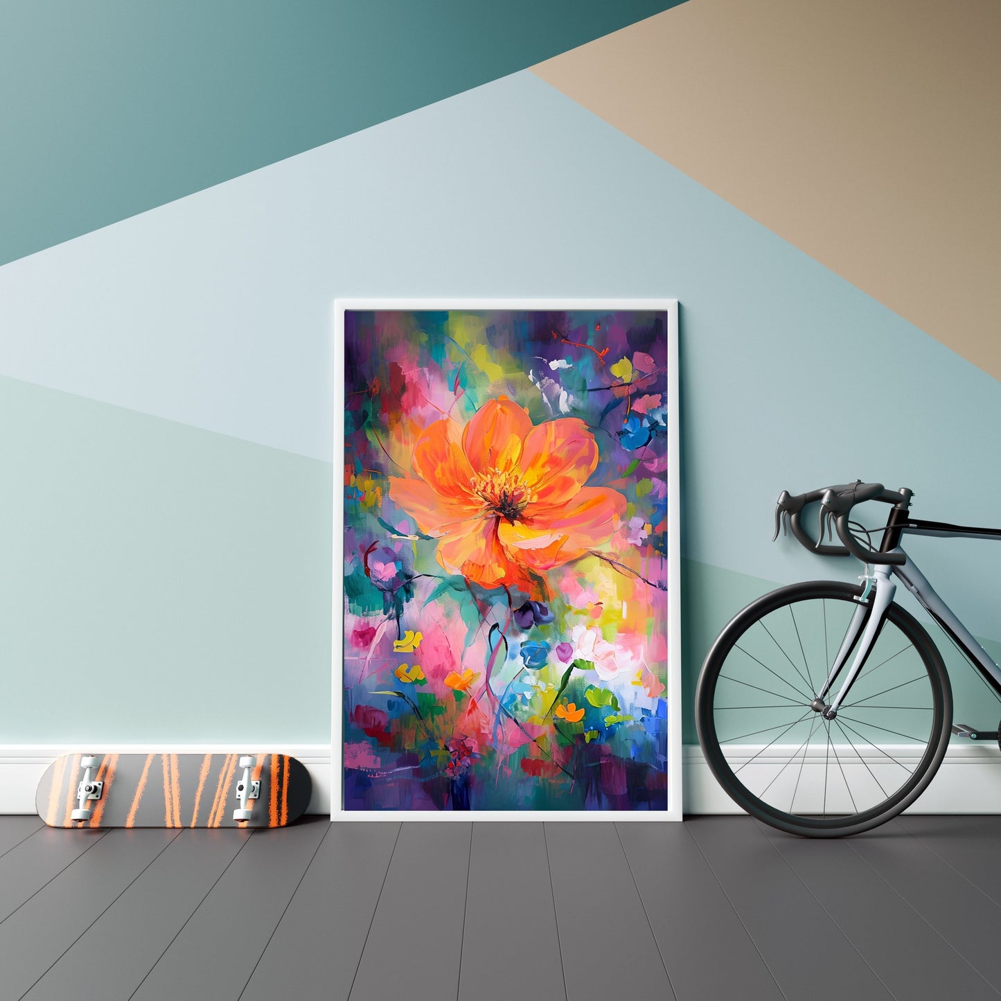 Vibrant Abstract Painting – Pastel Colors & Gold Accents Wall Art