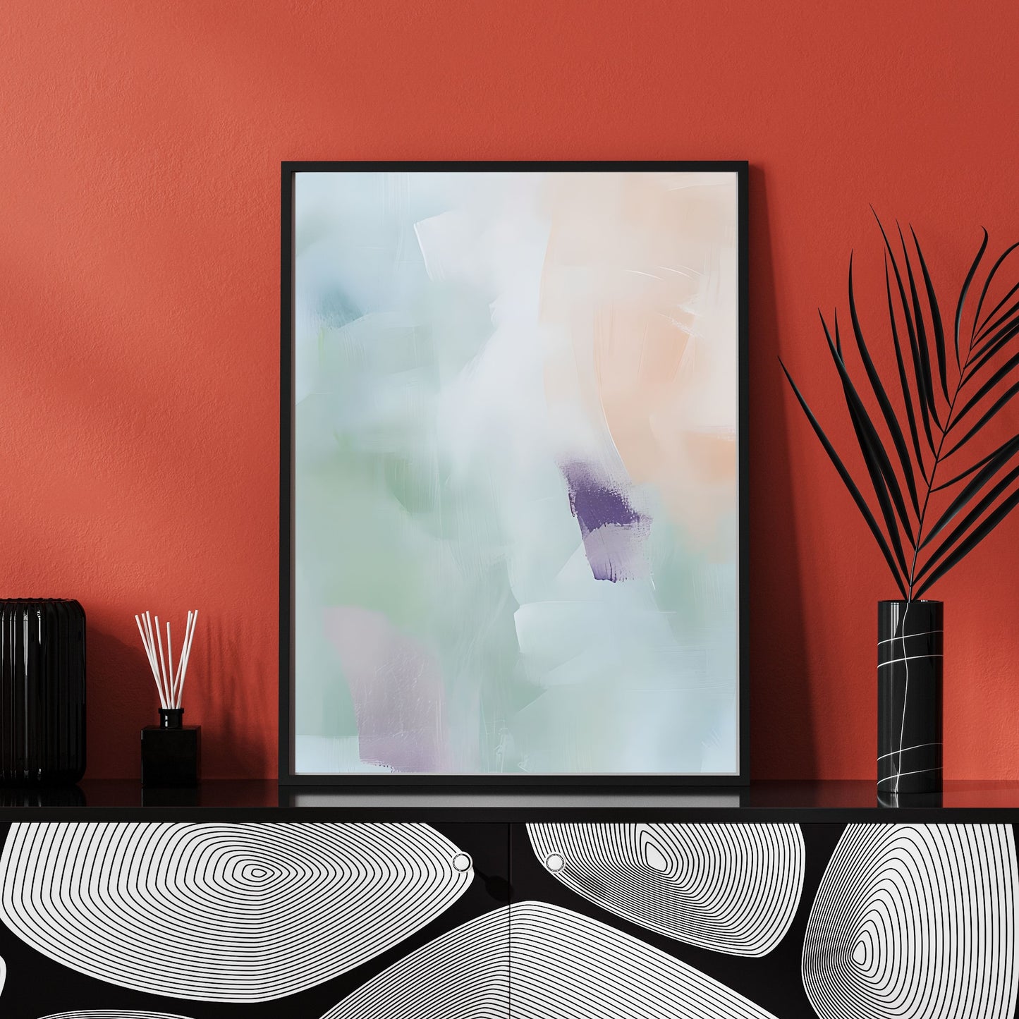 Serene Abstract Pastel Painting – Gentle Brushstroke Wall Art