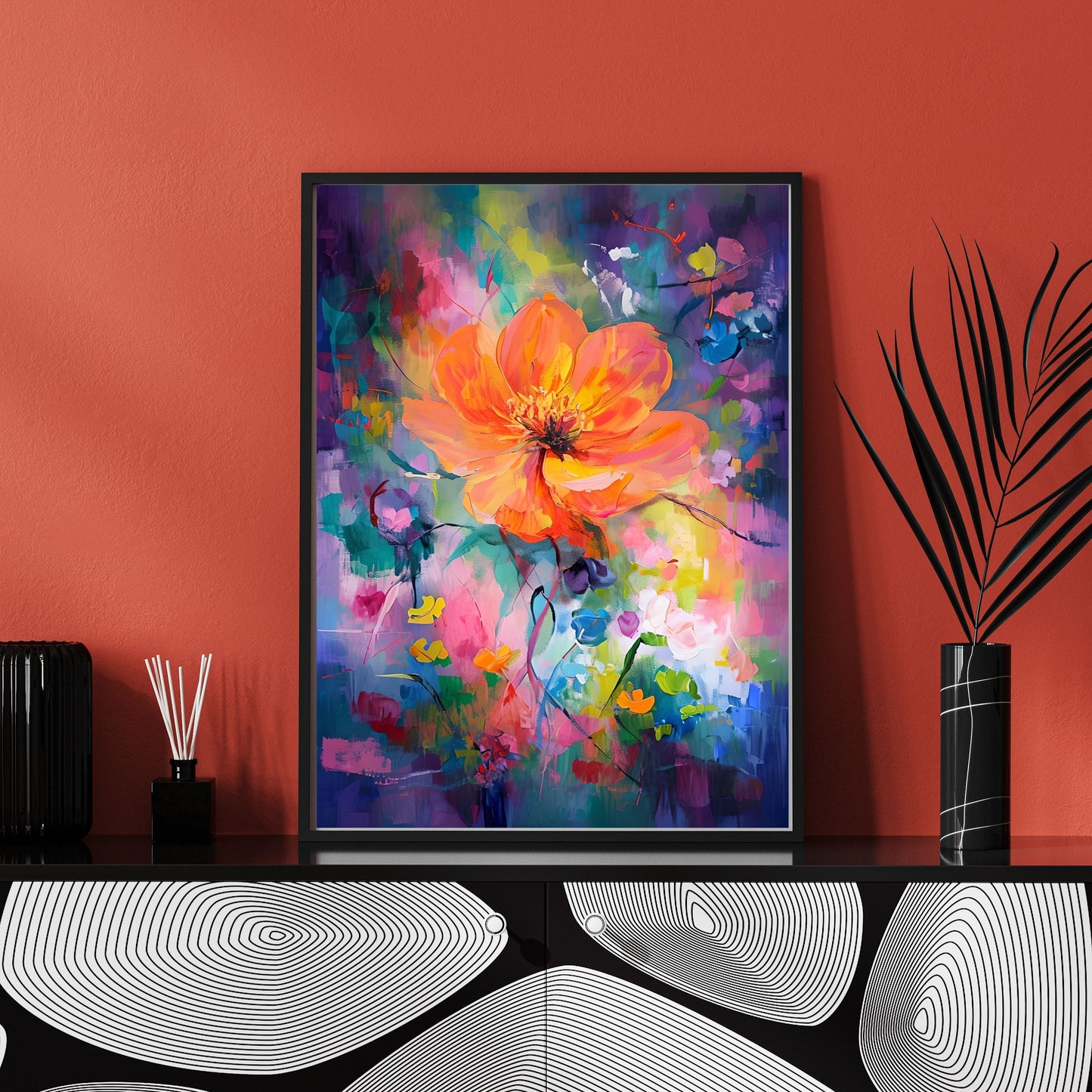 Vibrant Abstract Painting – Pastel Colors & Gold Accents Wall Art
