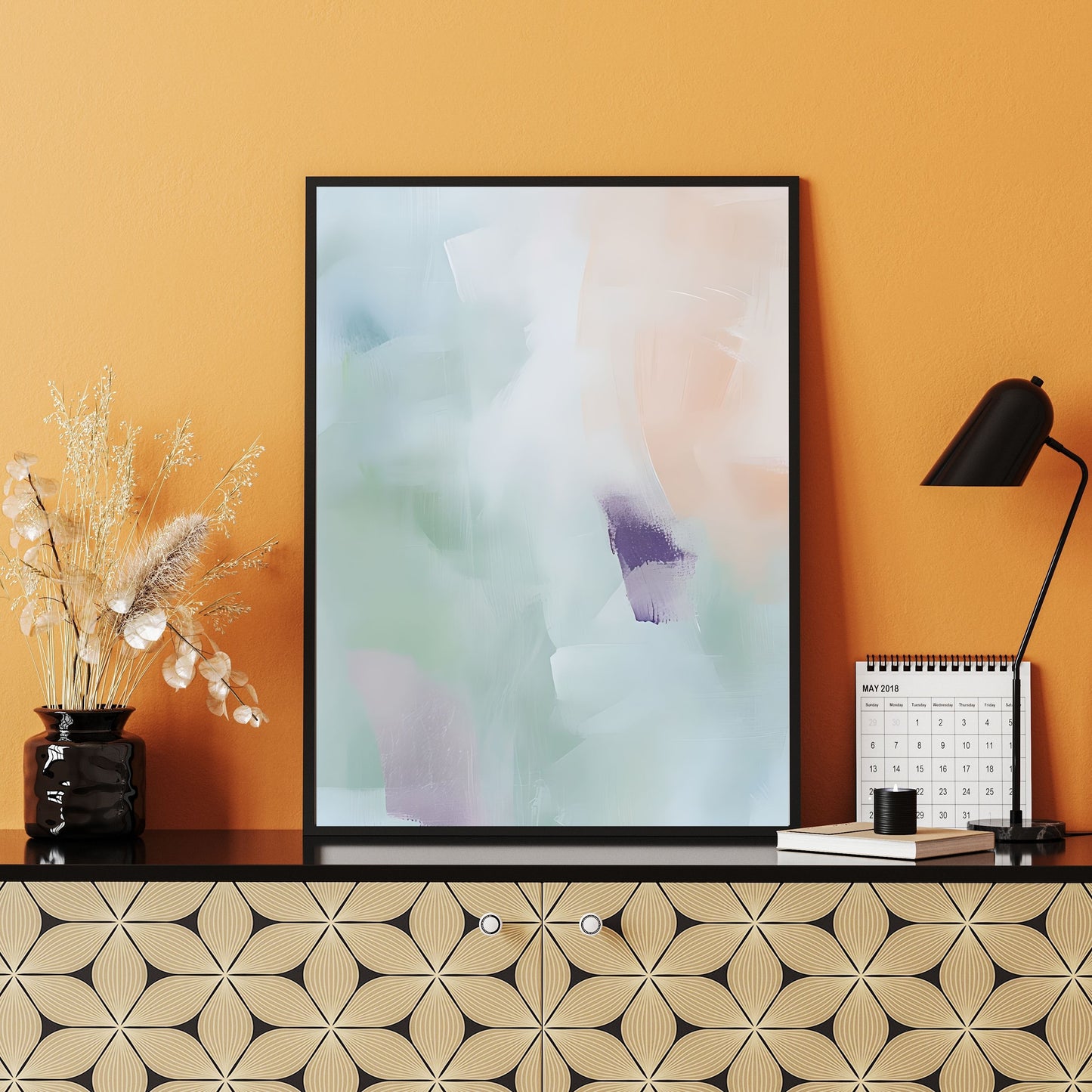 Serene Abstract Pastel Painting – Gentle Brushstroke Wall Art