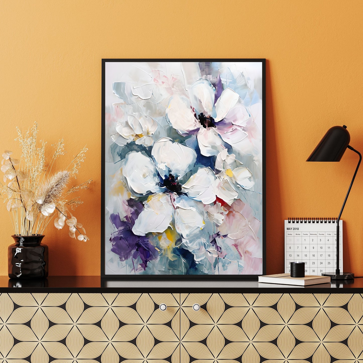 Vibrant Abstract Floral Painting – Expressive Petal Wall Art