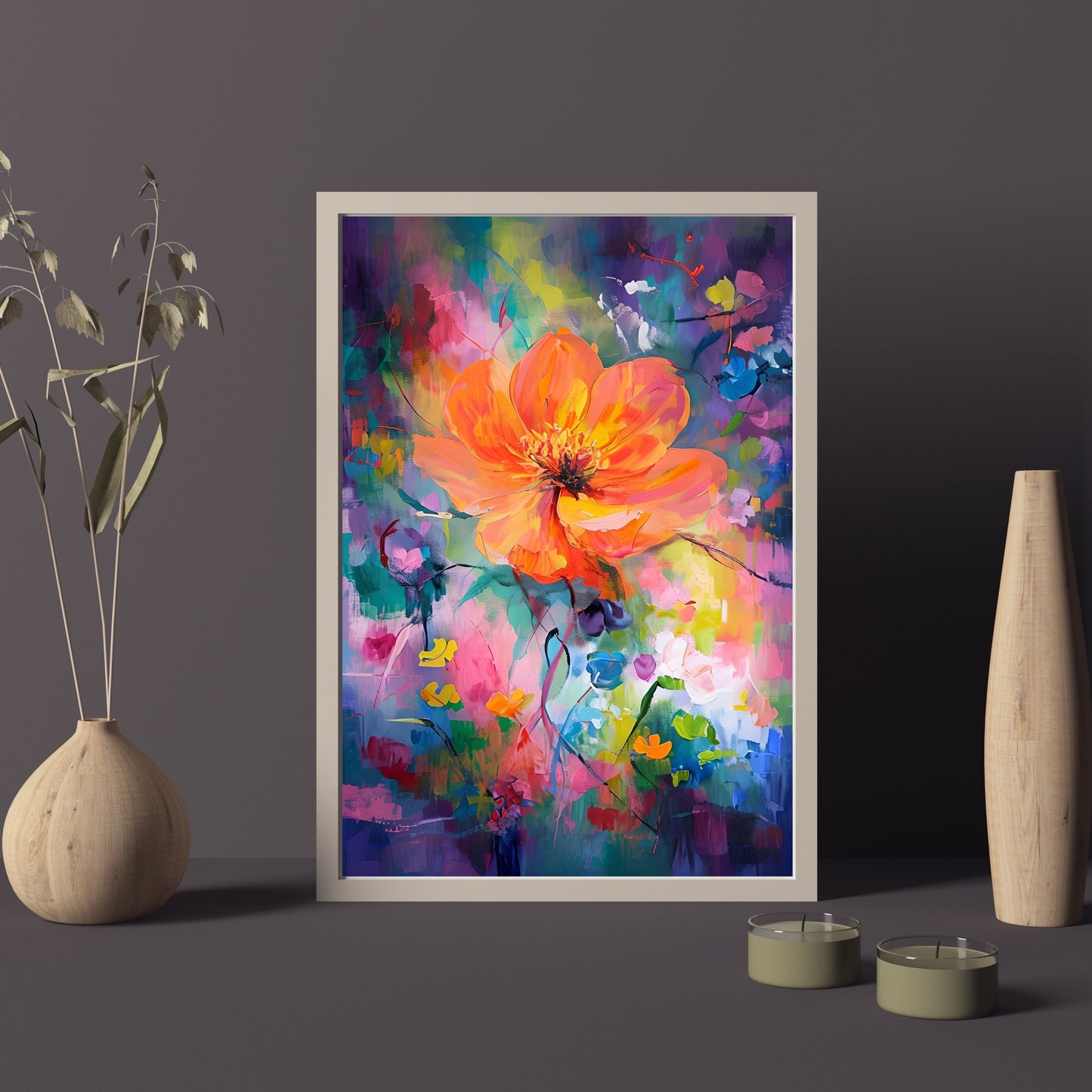 Vibrant Abstract Painting – Pastel Colors & Gold Accents Wall Art