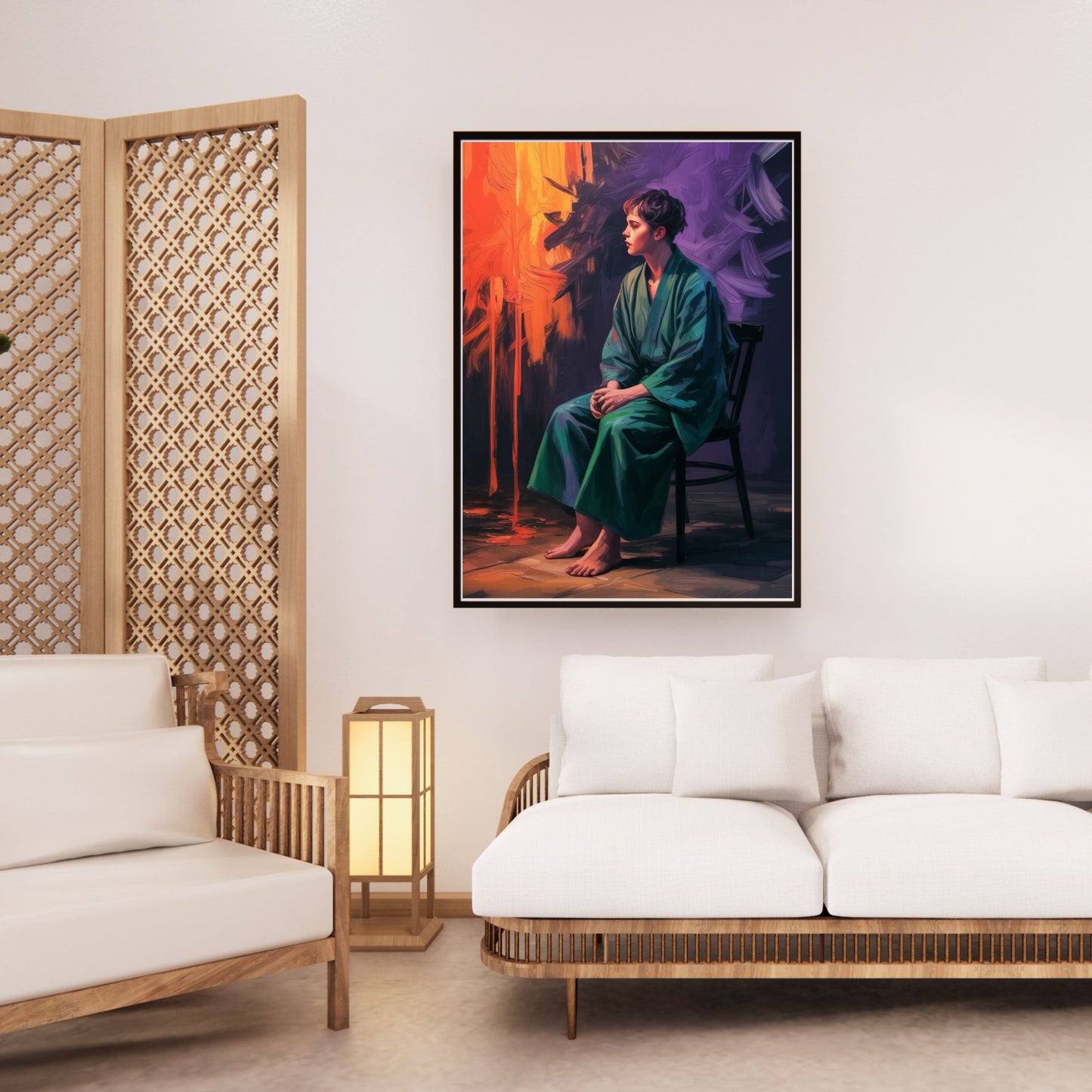 A person sitting on chair painting