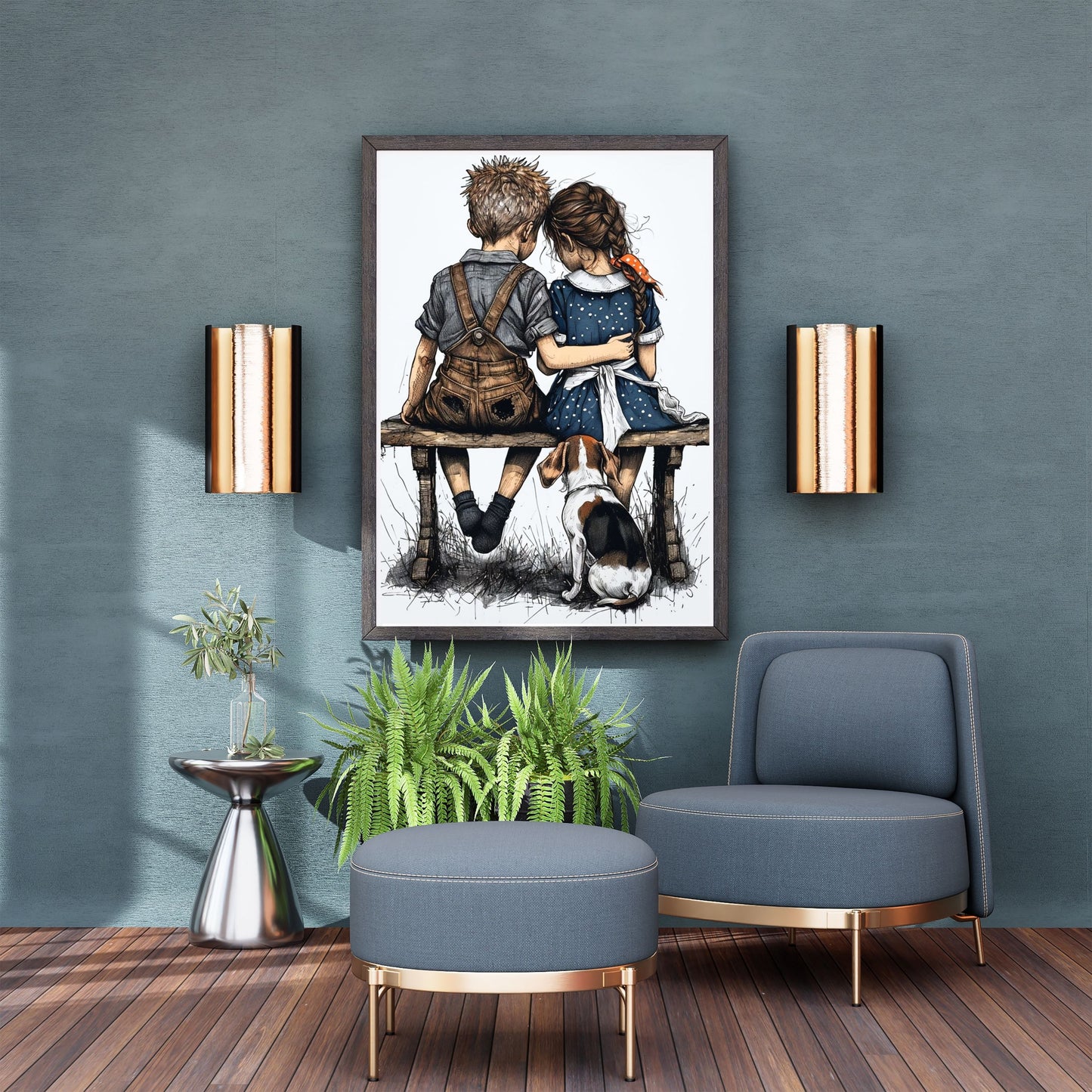 Two children on a bench