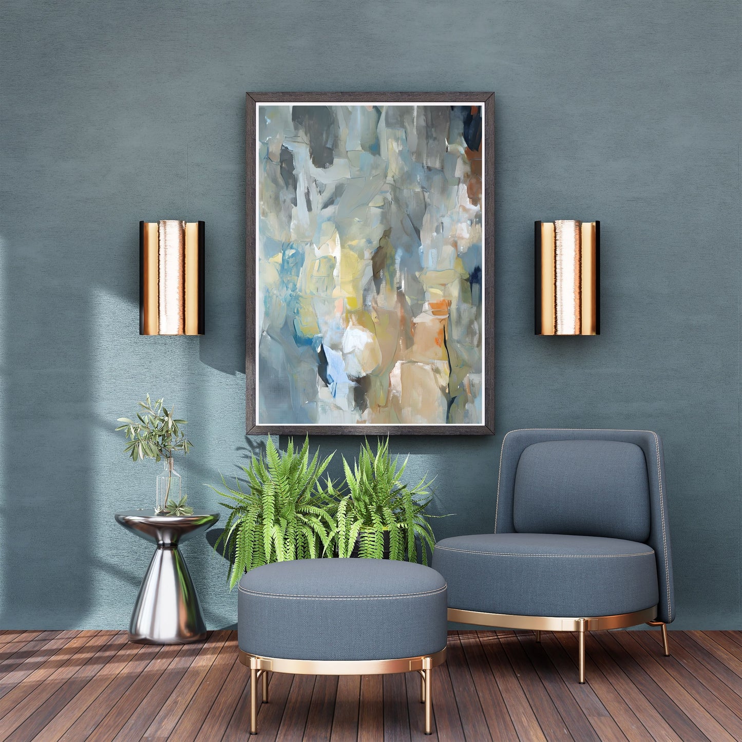Abstract Expressionist Painting – Dynamic Colors & Textured Surface