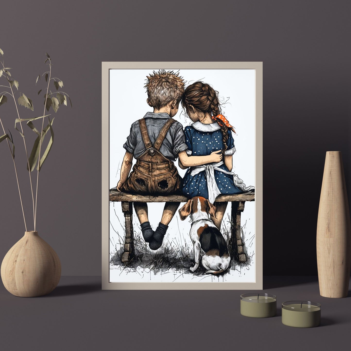 Two children on a bench