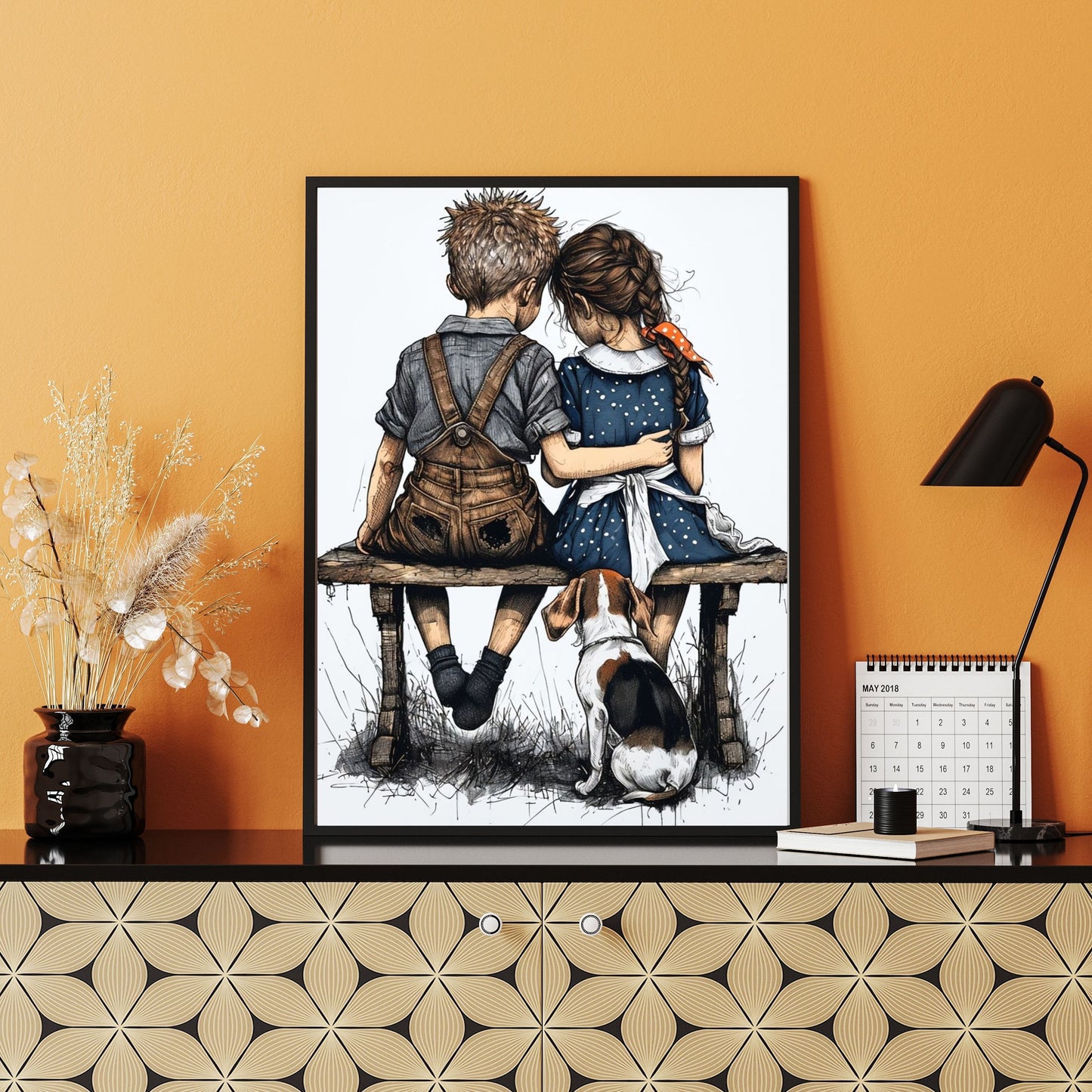Two children on a bench