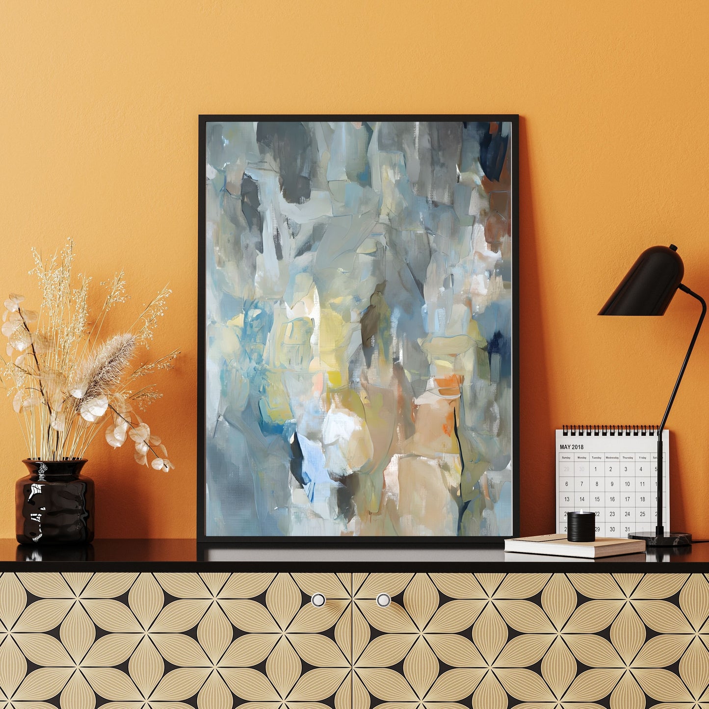 Abstract Expressionist Painting – Dynamic Colors & Textured Surface