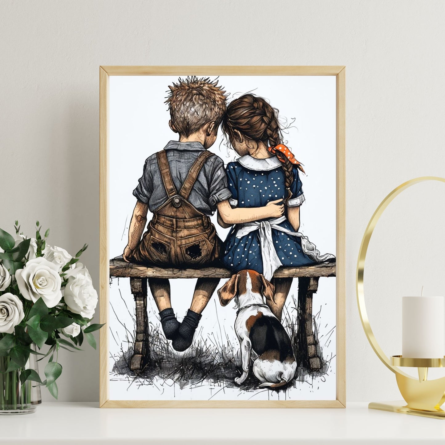 Two children on a bench