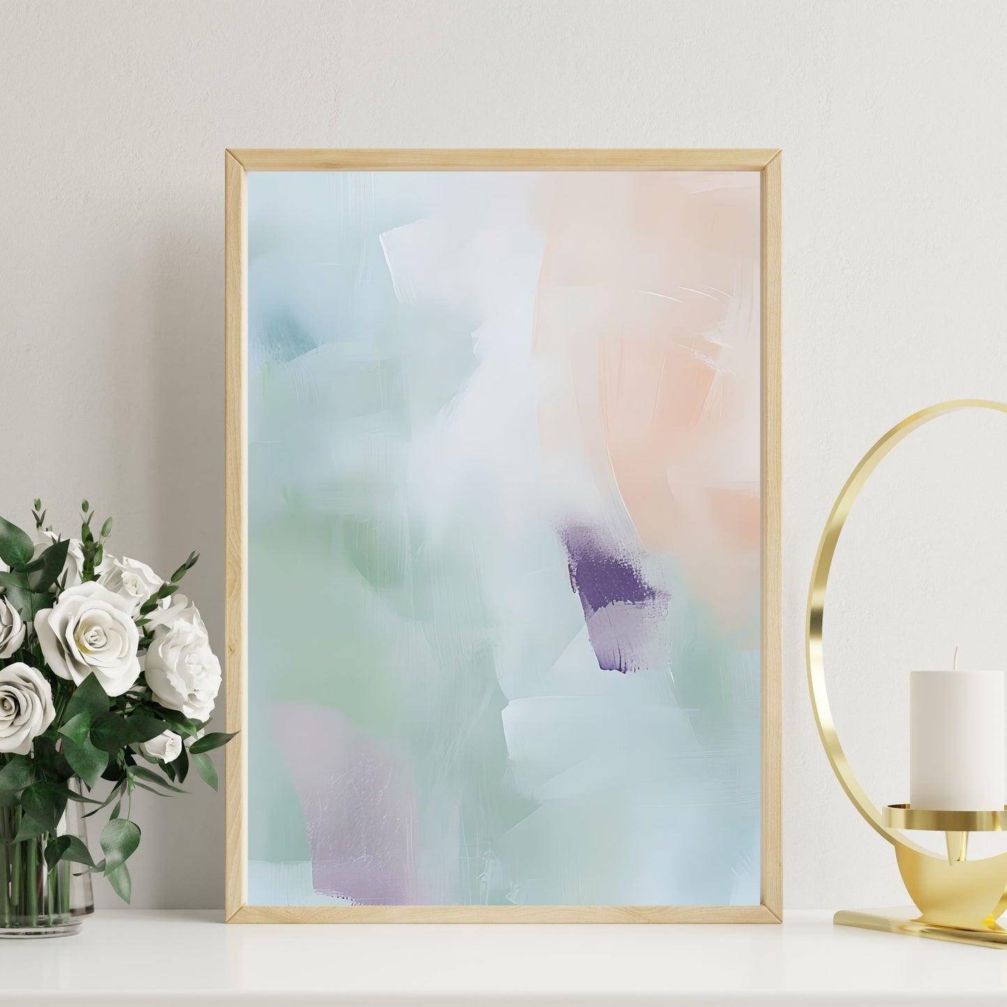 Serene Abstract Pastel Painting – Gentle Brushstroke Wall Art