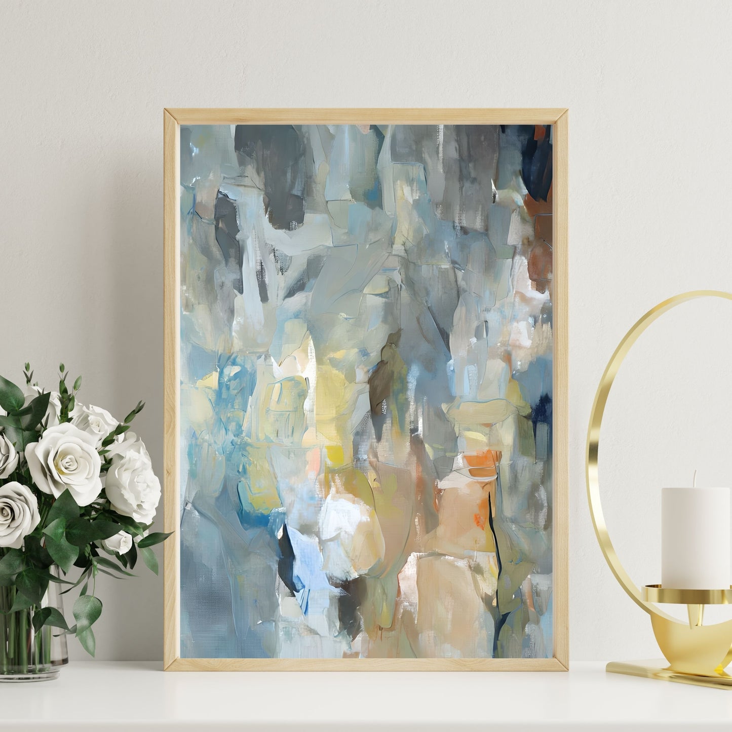 Abstract Expressionist Painting – Dynamic Colors & Textured Surface