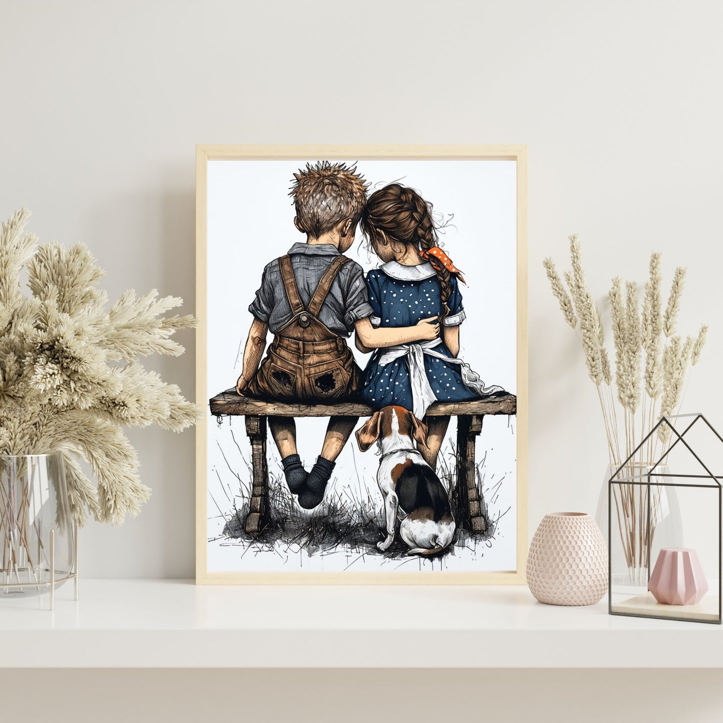 Two children on a bench