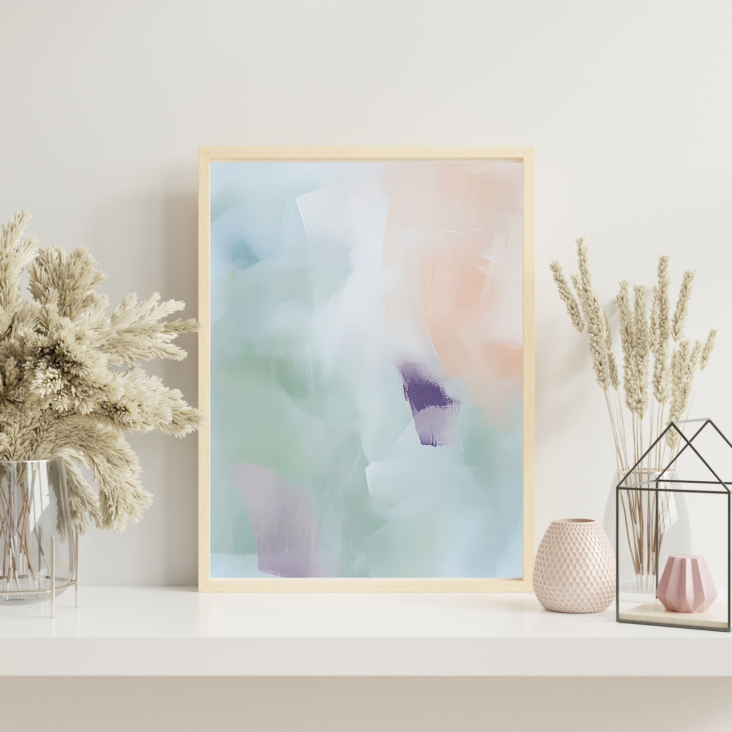 Serene Abstract Pastel Painting – Gentle Brushstroke Wall Art