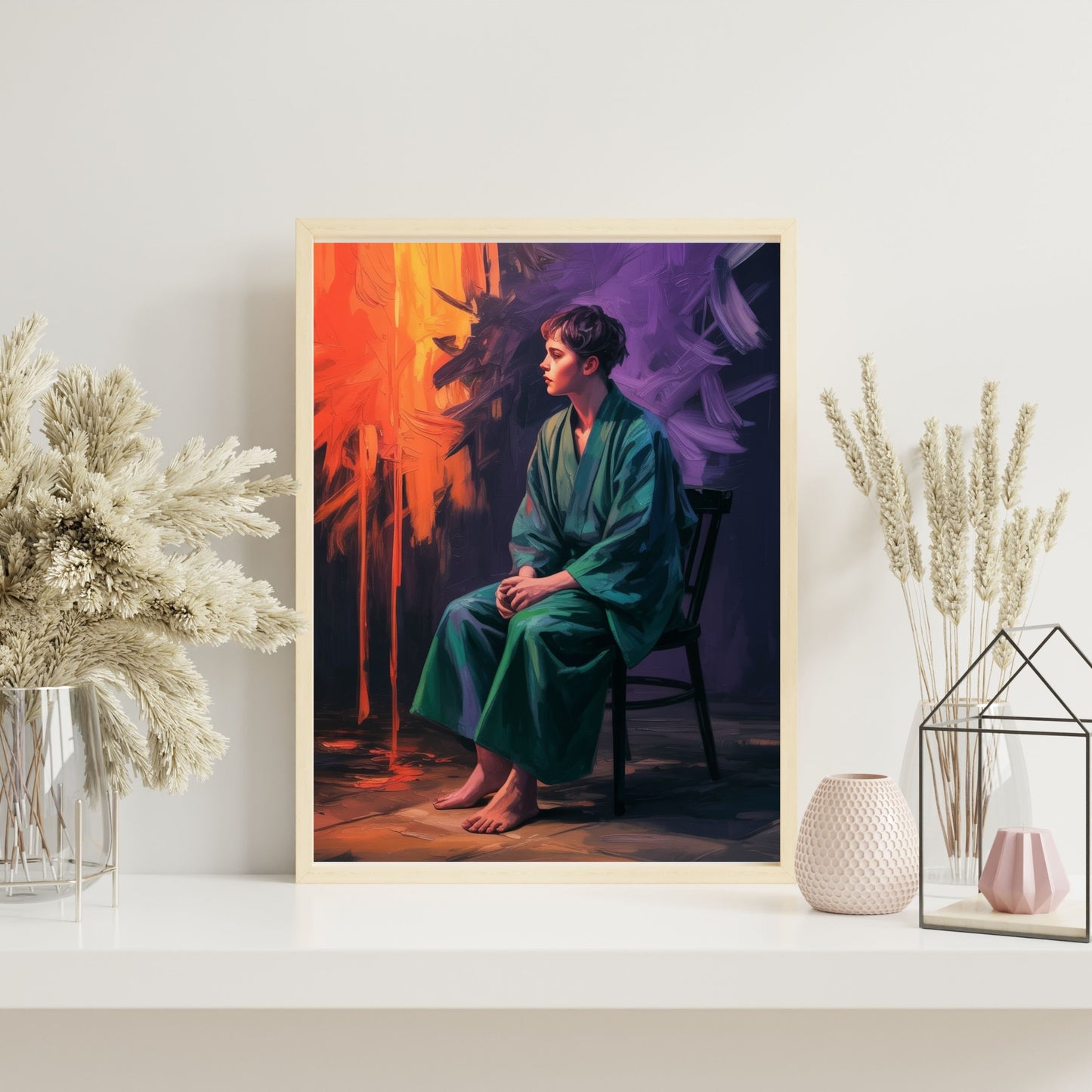 A person sitting on chair painting