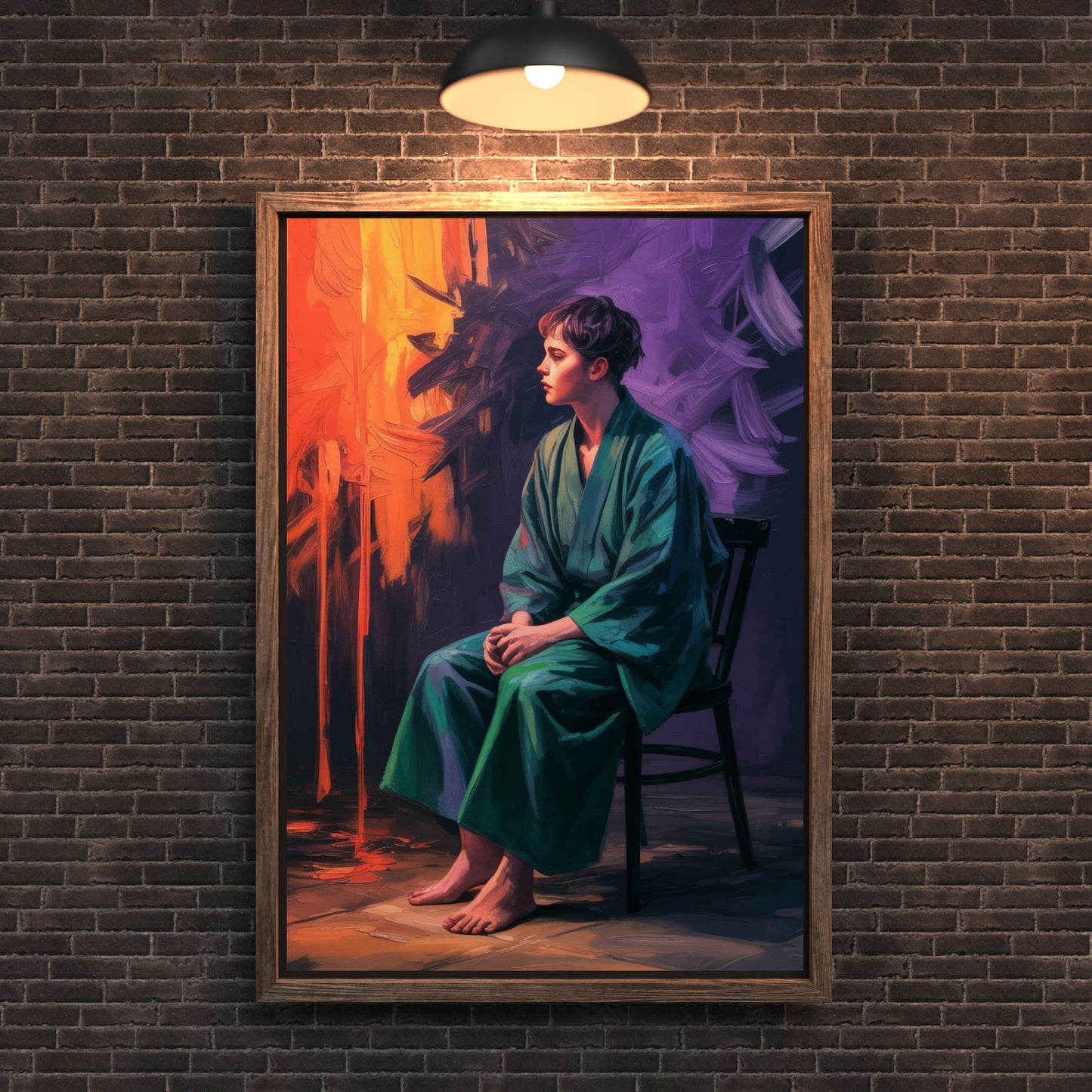A person sitting on chair painting