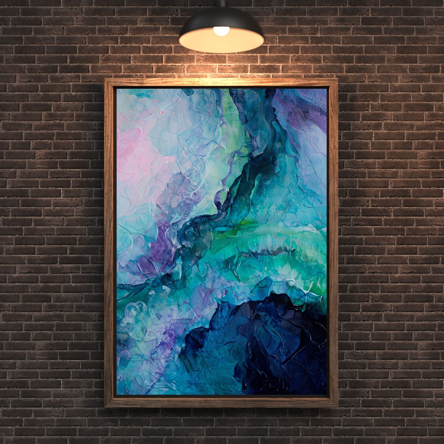 Abstract Painting – Vivid Cool Tones & Dynamic Textured Art