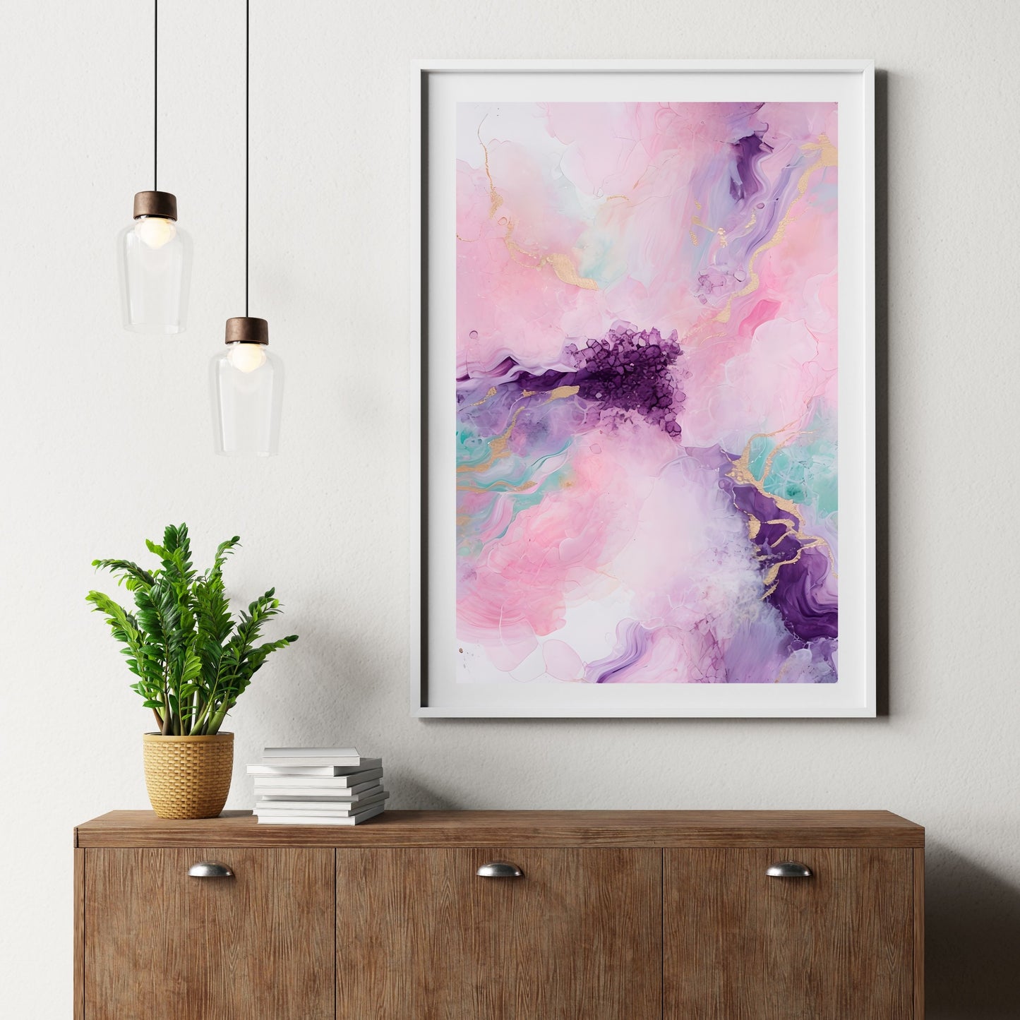 Vibrant Abstract Painting – Pastel Colors & Gold Accents Wall Art