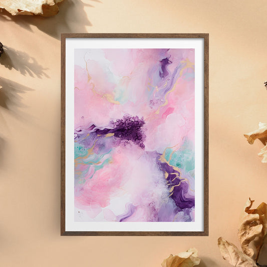 Vibrant Abstract Painting – Pastel Colors & Gold Accents Wall Art